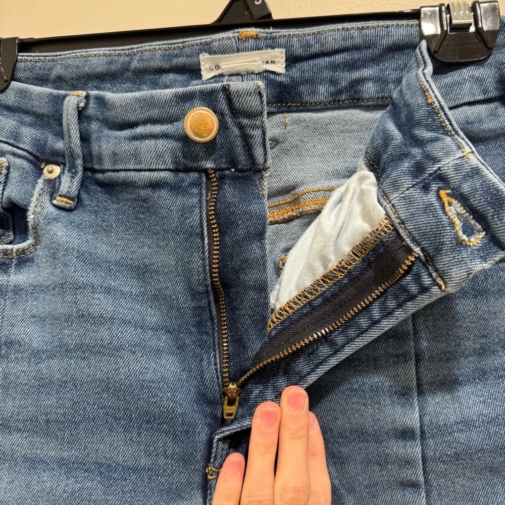 Good American Cropped Split Hem Flare Jeans Medium Wash Size 10/30 - Picture 6 of 13